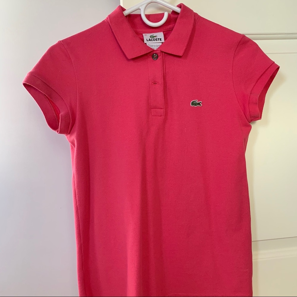 Pink Short Sleeved Lacoste Polo Shirt